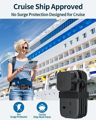 NTONPOWER Travel Extension Lead, Extension Lead with USB Slots, 1.2M Extension Cord Compact Extension Lead with 2 Way Outlets 3 USB(1 Type C) for Cruise Travel Essential Hotel Home Office Camping - Image 6
