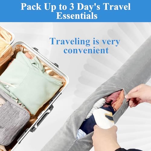 Stuffable Neck Pillow for Travel,Neck Pillow Stuffable with Clothes, Travel neck pillows With Adjustable Straps, Soft Neck Pillow Fillable Go Travel for Essentials Extra Luggage (1, Grey) - Image 6