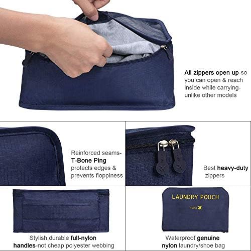 Vicloon Packing Cubes, 8 PCS Travel Organiser Bags Luggage Organizers with Shoe Bag for Clothes Suitcase Shoes (Blue) - Image 2