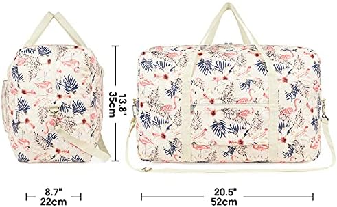for Airlines Large Cabin Bag 56x45x25 Foldable Travel Duffel Bag Holdall Tote Carry on Luggage Overnight for Women and Men 40L (Beige Flamingo) - Image 5