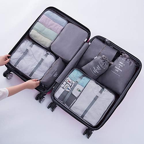 Travel Packing Cubes, Toifucos Multifunction 8pcs/set Luggage Organiser Compression Suitcase Essential Bag, Dark Gray - Image 2