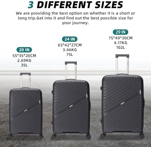 24" Medium Suitcase Luggage Suitcase 4 Wheel Lightweight Medium Size 15kg - 20kg Travel Case Hardshell ABS Check in with Combinaton Lock - Image 4