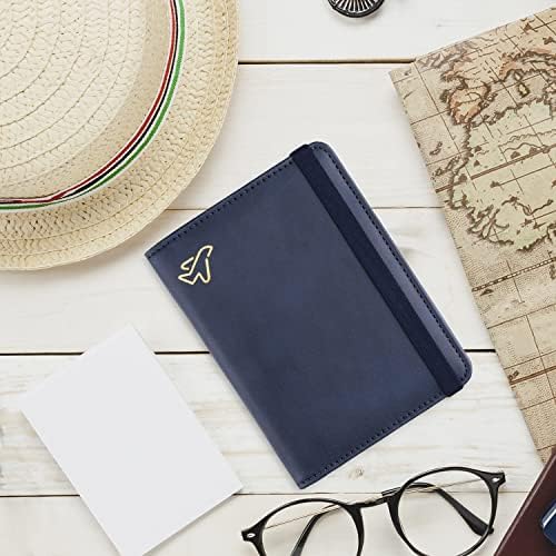 WALNEW Passport Holder, PU Leather Travel Passport Cover Wallet, RFID Passport Case with Card Holder, Travel Essentials for Women Men (Navy Blue) - Image 8