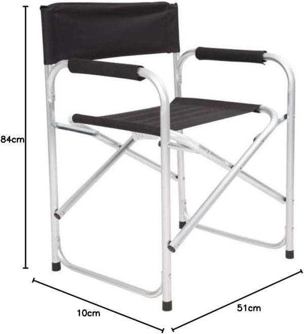 Mountain Warehouse Lightweight Directors Chair - Fold Up, Lightweight Armchair - for Spring, summer & Travel Black - Image 2