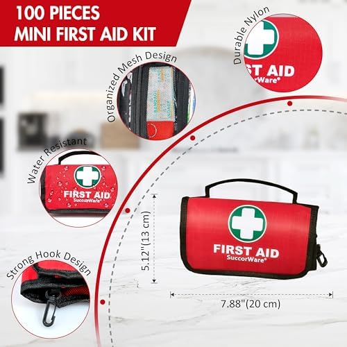 Small First Aid Kit - 100 Piece - Mini First Aid Kit for Home, Camping, Hiking, Backpacking, Travel, Vehicle, Outdoors - Emergency & Medical Supplies - Image 4