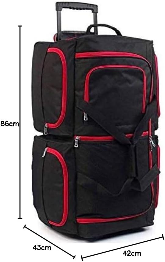 Extra Large Wheeled Holdall Suitcase Sports or Travel Bag Trolley Luggage (34", Black/Red) - Image 7