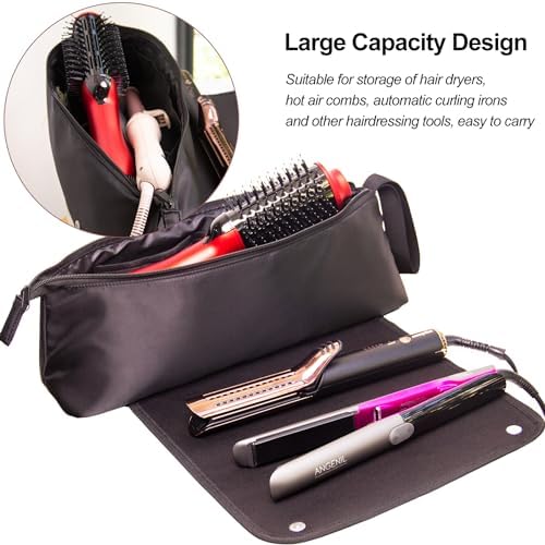 ANGENIL Large Capacity Hair Tools Travel Bag 2 in 1, Heat Proof Mat for Hair Straighteners, Curling Iron, Hot Air Brushes, Hair Dryer and Care Accessories, Portable Hot Tool Mat Bag - Image 5