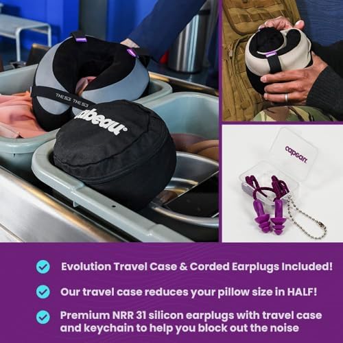 Cabeau Evolution TNE S3 Travel Pillow - Neck Pillow for Traveling - Memory Foam Airplane Pillow - Neck Pillow with Attachment Straps - Support for Travel, Home, Office, and Gaming (Paris) - Image 8