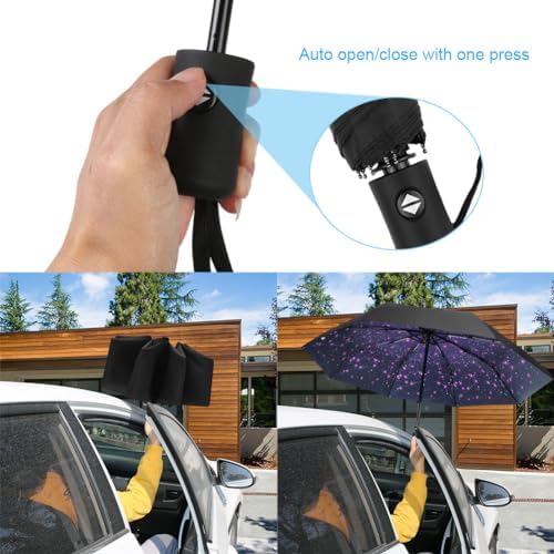 Travel Umbrella, Windproof Automatic Umbrella, 8 Ribs Compact Travel Folding Umbrella, Auto Open/Close, Portable Umbrella for Men&Women - Image 6