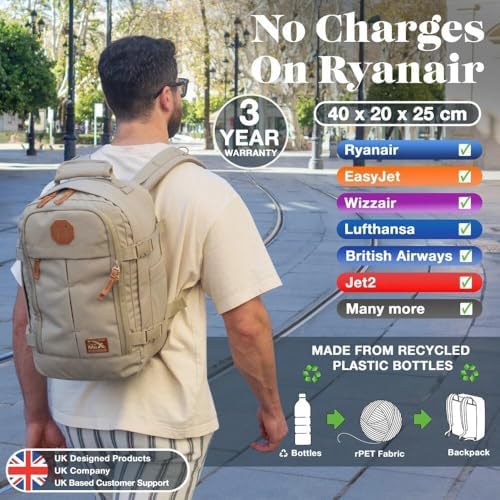 Cabin Max Travel Bag, for Ryanair Cabin Bags 40x20x25 Underseat, Carry-ons, Travel Backpack, Maximise Hand Luggage - Side Compression Straps - Anti-Theft Pocket -Metz 20L Vintage Black 40 x 20 x 25 cm - Image 8