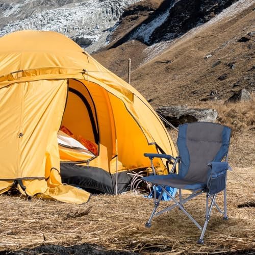 REDCAMP Oversized Folding Camping Chair for Heavy People 200kg, Deluxe Large Heavy Duty Garden Chair for Adults Outdoor Travel Picnic Fishing, Blue - Image 9