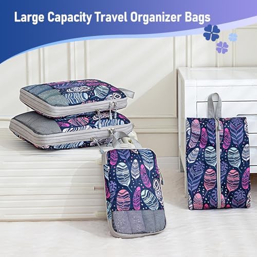 Compression Packing Cubes for Travel, Travel Essentials Luggage Organizer bags for Suitcase, Durable Compression Travel Packing Cubes for Carry on Backpack - Image 7