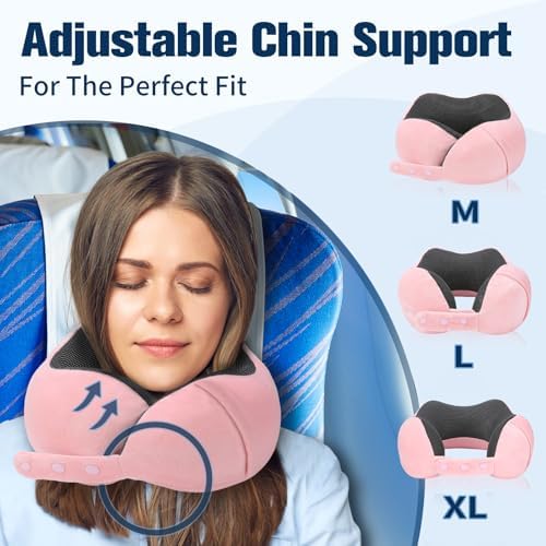 Travel Pillow for Airplane, Neck Pillow for Travel, Memory Foam Travel Neck Pillow for Adults, Adjustable & Compact Flight Pillow, Ergonomic Neck Cushion, With Ear Plugs, Eye Mask, Carry Bag - Image 2
