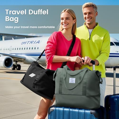 SZLX for Ryanair Airlines Cabin Bag 40x20x25 Underseat Foldable Travel Duffel Bag Holdall Tote Carry on Hand Luggage Overnight for Women and Men 20L(Olive Green) - Image 4