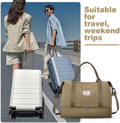 for Ryanair Airlines Underseat Cabin Bag 40X20X25 Weekend Overnight Carry on Holdall for Women Travel Duffel Sport Gym Tote Mum Hospital Bags with Wet Pocket,F11-Khaki - Image 4