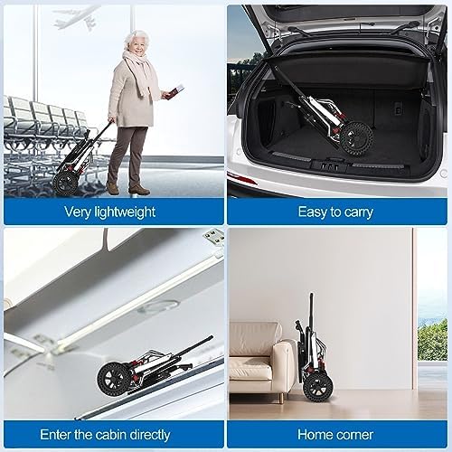 12 Inch Ultra Lightweight Wheelchairs for Adults,Wheelchairs Folding Lightweight with Handbrake and Swing-Away Footrest,45cm Widened Seat Travel Wheelchair with Storage Bag,No Assembly Required - Image 7