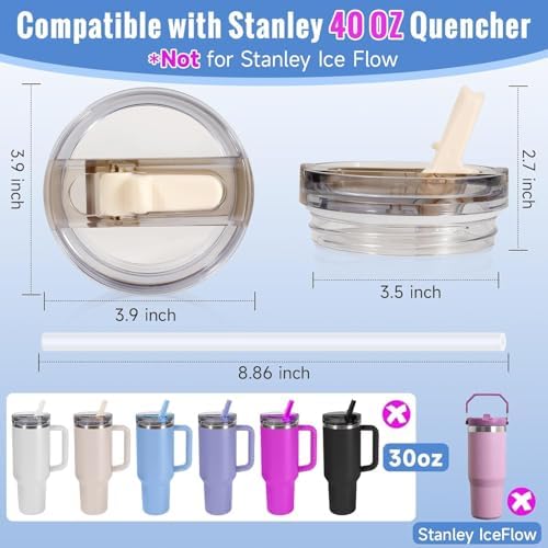 40oz Leakproof Lids for Stanley Cup - Tumbler Detachable Flip Straw Lid,Lids Replacement for Stanley Cups,Travel Cup Accessories,Set with Cover,Straw,Non Spill Lid, Detachable Tool (Black-2PCS) - Image 3