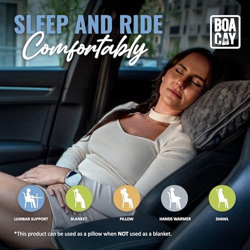 BOACAY Packable Travel Blanket for Airplane, Car - Compact Office Blanket - Portable Pillow for Adults, Kids with Case, Luggage Sleeve, Backpack Clip - Image 6