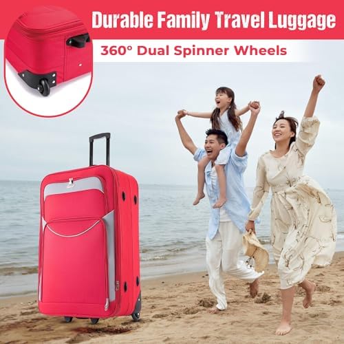 32" Extra Large Suitcase Lightweight Luggage Expandable Hold Check in Travel Bag on Wheels RED 129L - Image 7