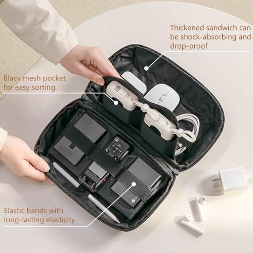 Kaxich Travel Electronics Organizer, Electronics Accessories Bag Portable Cable Organizer Case Waterproof Universal for Adapters Memory Cards, USB Cables (Gray) - Image 2
