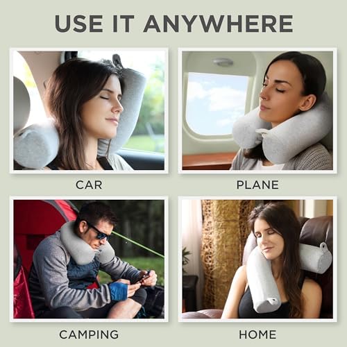 Twist Memory Foam Travel Pillow for Neck, Chin, Lumbar and Leg Support - for Traveling on Airplane, Bus, Train or at Home - Best for Side, Stomach and Back Sleepers - Adjustable, Bendable Roll Pillow - Image 5