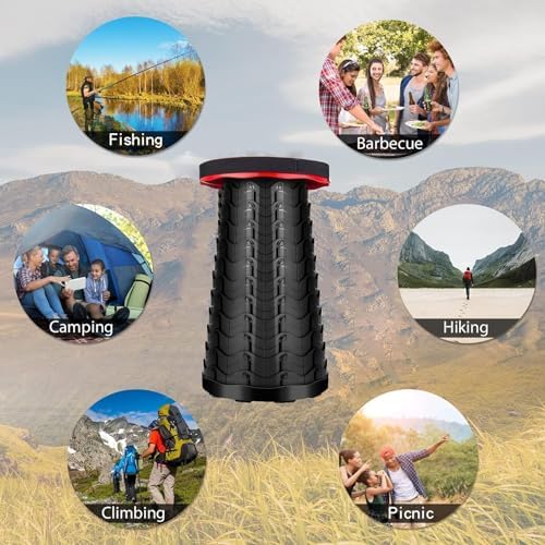 Portable Folding Stool for Camping Outdoor - Max Load Capacity 396 LBs - LUXJET Small Folding Chair for Hiking, Fishing, Travel (Red) - Image 5