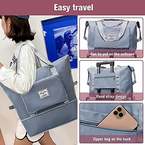 Large Capacity Folding Travel Bag,Portable Foldable Travel Lightweight Waterproof Oxford Fabric Duffel Bag Carry Luggage Bag for Expandable Weekender Sports, Gym, Vacation - Image 3