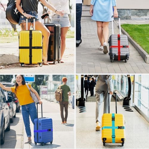 Luggage Straps for Suitcase 4 Pack, Heavy Duty Adjustable Suitcase Straps with Buckle, Luggage Belts Identifier Bands for Travel Case, 3.8x200CM - Image 7