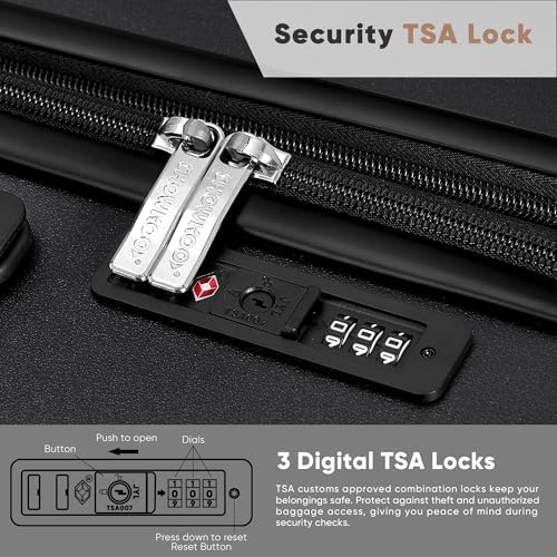 SHOWKOO Suitcase Large 28 Inch Expandable Hard Shell Lightweight Polycarbonate Travel Luggage Durable High Capacity with Wheels TSA Lock, Black - Image 7