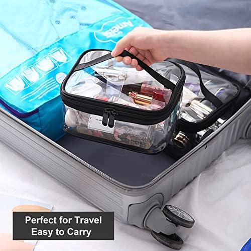 Clear Toiletry Bag, Kememo 2PCS Portable Makeup Bag Transparent Cosmetic Bag with Handle Zipper Waterproof Travel Storage Pouch - Image 7