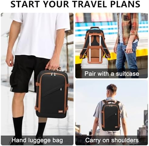Kono Ryanair Cabin Bags 40x20x25 Underseat Travel Bag Carry On Backpack Hand Luggage Bag Laptop Backpack Cabin Size(20L, Black/Brown) - Image 7