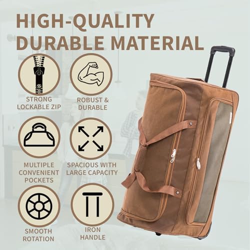 30" Large Suitcase Faux Leather Lightweight Luggage Travel Trolley 100L - Image 4