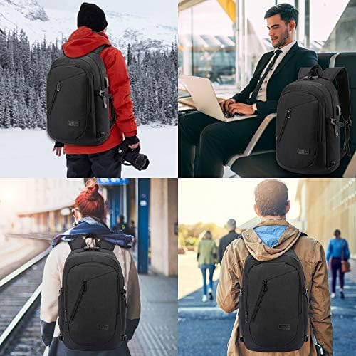 Anti-Theft Laptop Backpack,Business Travel Backpack Bag with USB Charging Port Lock,Water Resistant College School Computer Rucksack Work Backpack for Mens Womens Fits 15.6 Inch Laptop-Black - Image 6