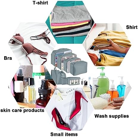 Jsdoin Packing Cubes for Suitcase, 9PCS Luggage Packing Organizers, Waterproof Travel Essentials Bag, Accessories (Grey) - Image 7