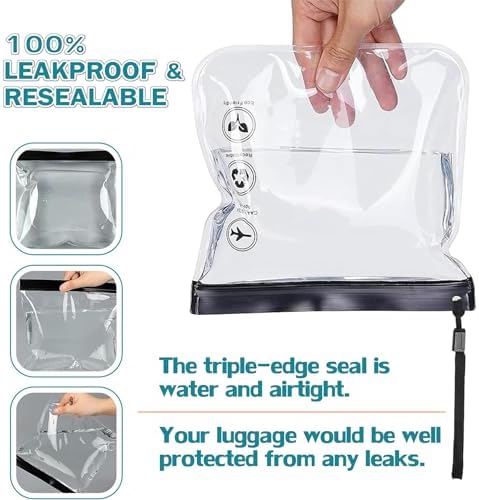 Clear Travel Toiletry Bag - Airport Security Liquids Bags, Airport Liquid Bag 20 x 20cm TSA Approved, Travel Accessories/Holiday Essentials Makeup Bags/HangLuggage for Men Women - Image 3