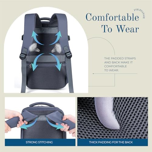 Cabin Bags 40x20x25 Underseat for Ryanair, Carry On Travel Backpack Cabin Size Rucksack Hand Luggage Bag Backpack Casual Daypack School Bag Fit 14 Inch Laptop with Cable Hole - Image 6