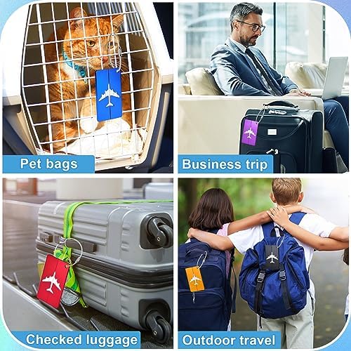 5 Pcs Luggage Tags, Aluminium Suitcase Tags with Steel Loop and Waterproof Name ID Card for Travel Bag, Checked Luggage, Suitcases, Laptop Bags, Backpacks (7.5 x 4.5 cm, 5 Colours) - Image 6
