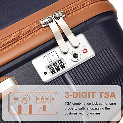 British Traveller Suitcase Check in Hold Luggage Lightweight PP Hard Shell Travel Trolley Suitcase with 4 Spinner Wheels TSA Lock (Navy, 76cm 92L) - Image 4