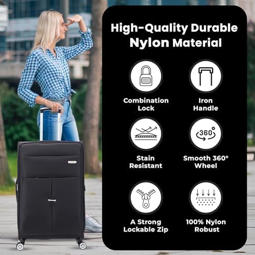 Extra Large Suitcase 32" Super Lightweight Luggage 20% Expandable 4 Wheels Spinner 3-Digit Combination Lock Soft Shell Luggage Check in for 30kg - Image 7