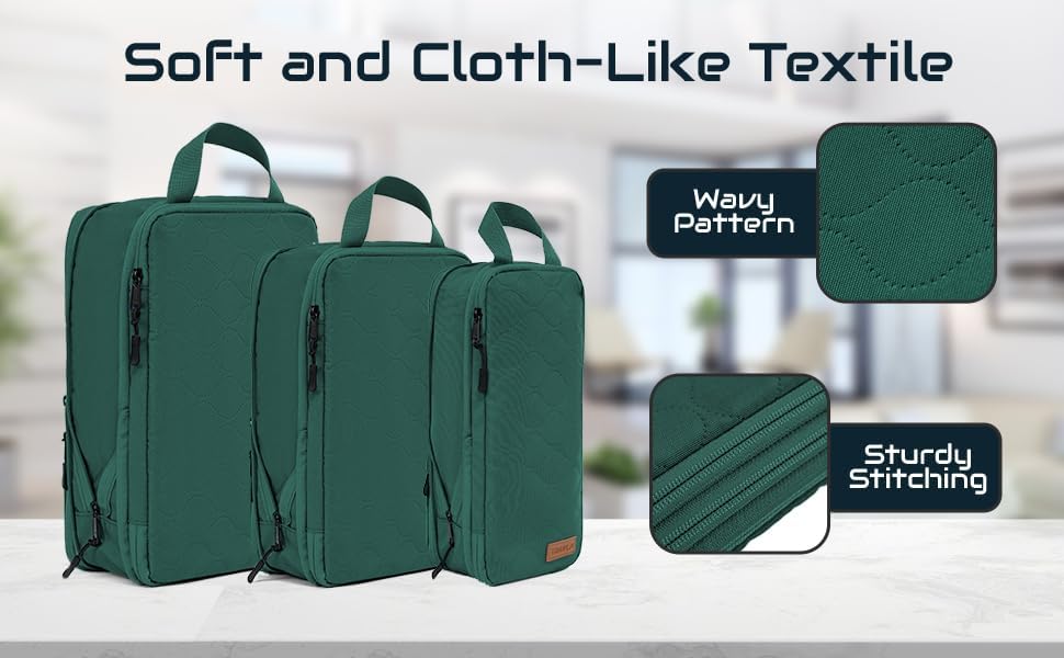 Double Compression Packing Cubes for Suitcases - 5 Waterproof Suitcase Organiser Bags - Perfect Dividers for Packing Bags for Travel - Large Travel Packing Cubes for Backpack (Green) - Image 2
