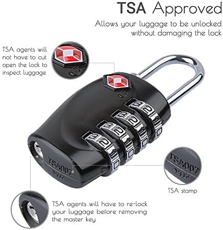 CFMOUR TSA Suitcase Locks - 1, 2, 3, 4, 5, 6 Pack 4-Dial Security Travel Combination Padlock for Suitcases Luggage Case Bag Code Lock - Black (Pack of 2) - Image 3