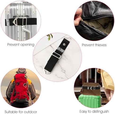 2-in-1 Travel Belt for Luggage Straps Over Handle for Add a Bag, Adjustable Travel Luggage Belt Strap with Alloy Buckle Elastic Belt for Carry On Bag, Suitcase Strap Travel Accessories(Black) - Image 7