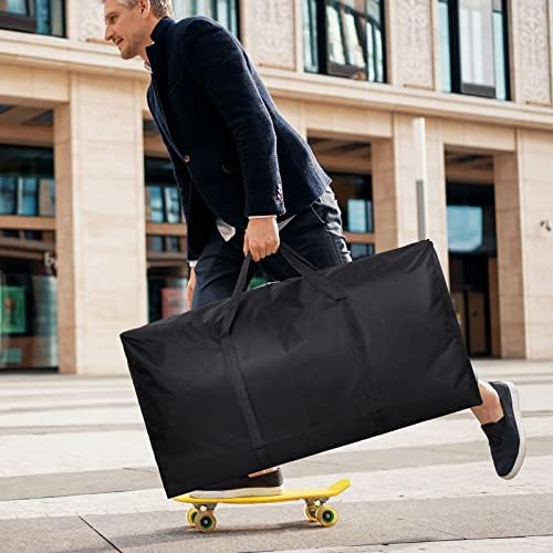4 Pack Extra Large Travel Duffle Bag, Foldable Waterproof 600D Oxford Cloth Heavy Duty Holdall Bags for Men Women, Strong Moving Boxes for House, Luggage Bags 96L (Black) - Image 7