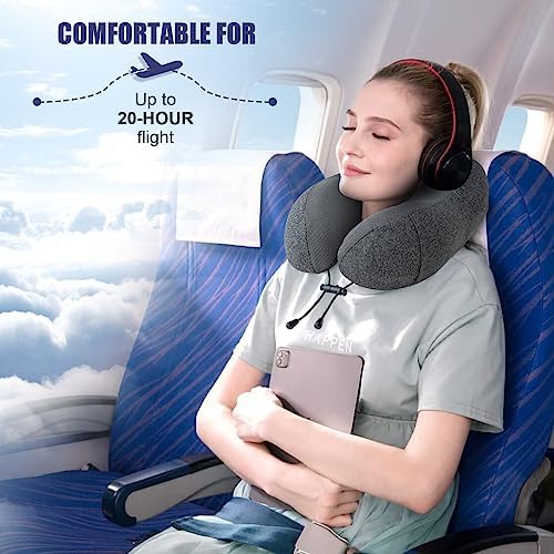 Travel Pillow for Airplane, Neck Pillow for Travel, Memory Foam Travel Neck Pillow for Adults, Soft & Lightweight Flight Pillow, Ergonomic Neck Cushion With Carry Bag - Image 7