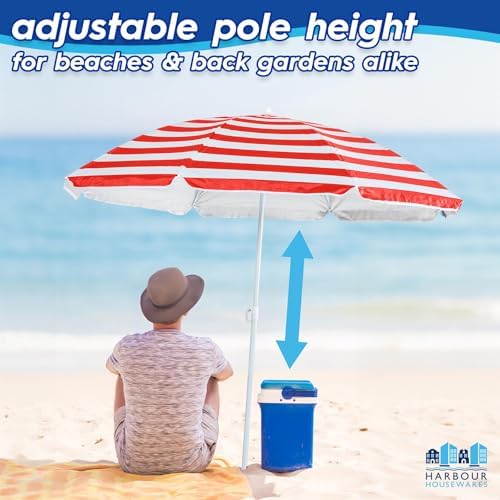 Harbour Housewares Metal Beach Parasol - 1.8M x 2M - Grey - 1x UPF 50+ Portable Garden Outdoor Sport Travel Camping Picnic Sun Umbrella Shade Shelter Canopy with UV Protection - Image 4