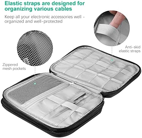HCFGS Electronics Accessories Organizer Bag, Travel Cable Organiser Bag, Universal Carry Travel Gadget Bag for USB Cable Drive, SD Card,Charger Hard Disk (Black) - Image 2
