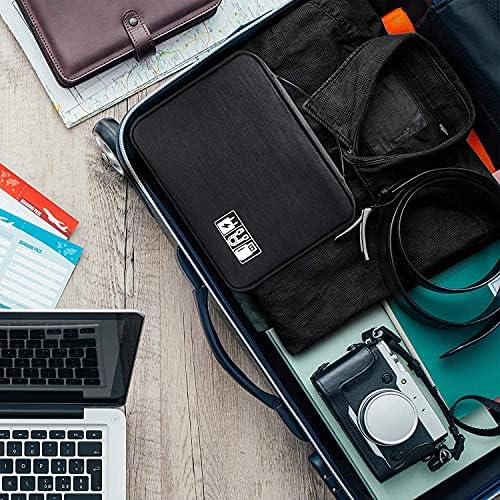 Electronic Organizer, Portable Travel Organizer Bag, Waterproof Electronics Accessories Storage Cases for iPad, Cables, Chargers, Hard Drive, Power Bank, Game Cards (Black) - Image 6