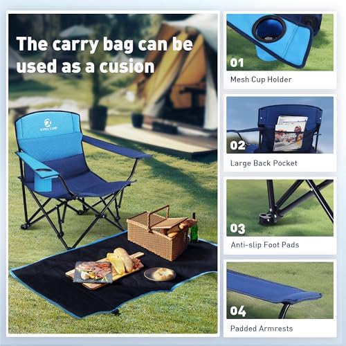 ALPHA CAMP Folding Camping Chair with Cup Holder, Heavy Duty Outdoor Portable Camp Chair for BBQ, Beach, Travel, Picnic, Festival - Image 4