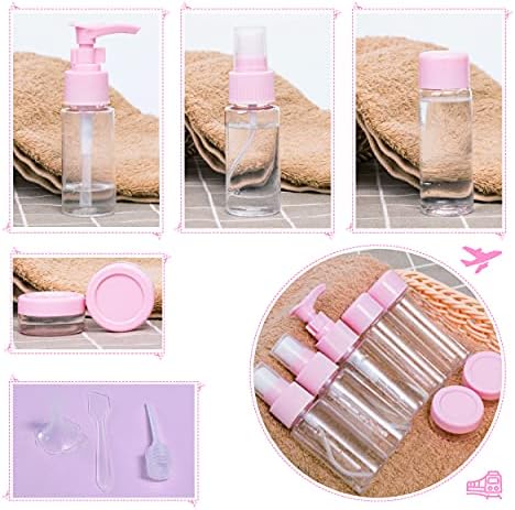 11 Piece Set Cosmetics Travel Bottle, Transparent Travel Toiletries Bottles Under 100ml, Including Spray, Sample Pots, Label Paper and Transparent Cosmetic Bag,Leak-Proof Accessories - Image 3