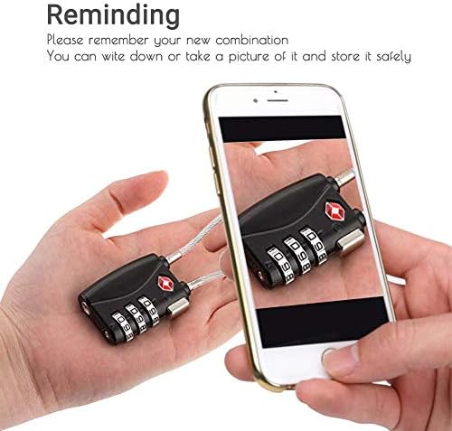 CFMOUR TSA Locks - 1, 2, 3, 4, 5, 6 Pack 3-Dial Security Cable Travel Combination Padlock for Suitcase Luggage Case Bag Code Lock - Black (Pack of 2) - Image 7
